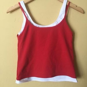 red/white crop top